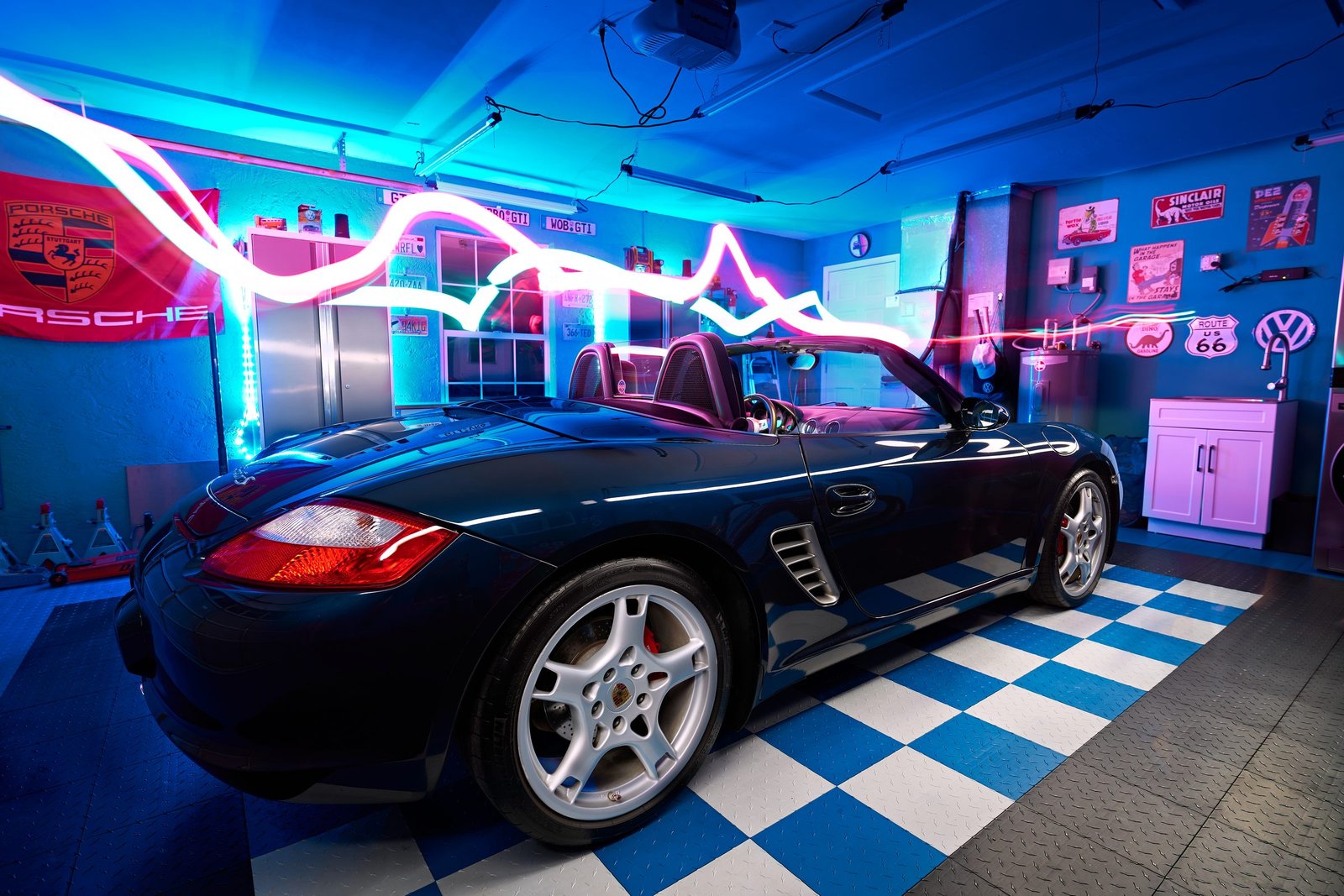 Porsche Boxster in the Analog Autohaus garage
